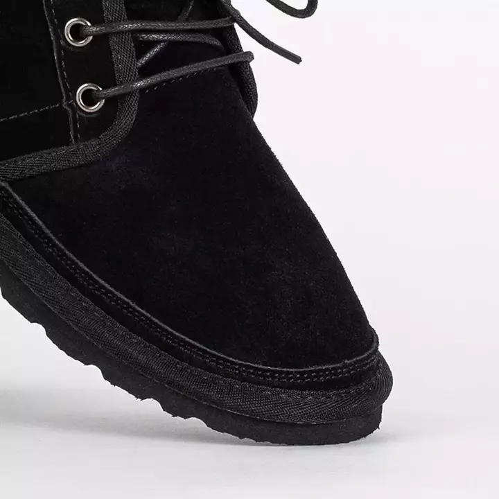 OUTLET Bottes de neige courtes noires à lacets enfant Tibilis- Chaussures