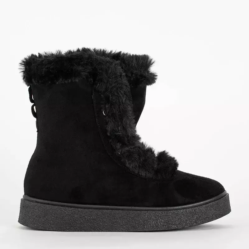 OUTLET Bottes de neige femme noires avec fourrure Linorcos - Chaussures