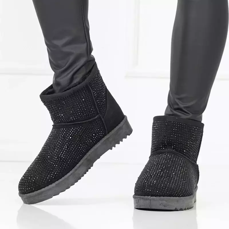 OUTLET Bottes de neige pour femmes noires avec oxydes de zirconium Rudis - Chaussures