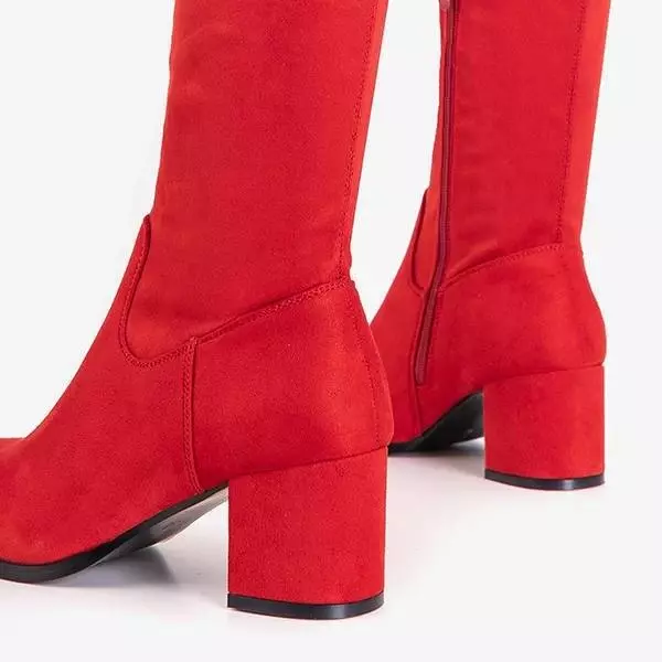 OUTLET Bottes femmes rouges sur le genou Elvina- Chaussures
