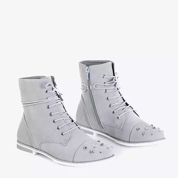 OUTLET Bottes grises pour femmes avec embellissements Matildat - Chaussures