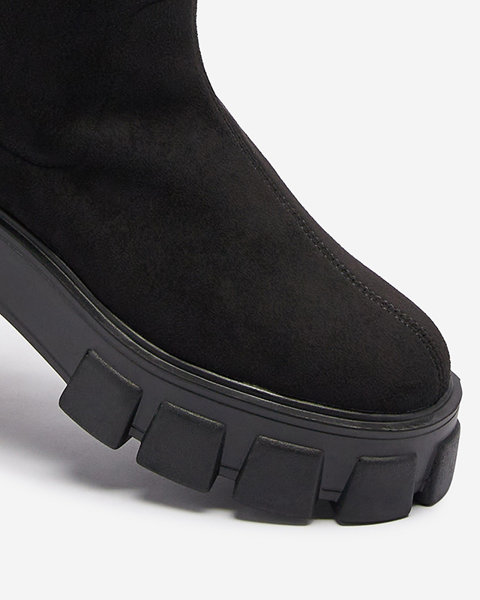 OUTLET Bottes montantes noires pour femmes à semelle épaisse Amerita- Footwear