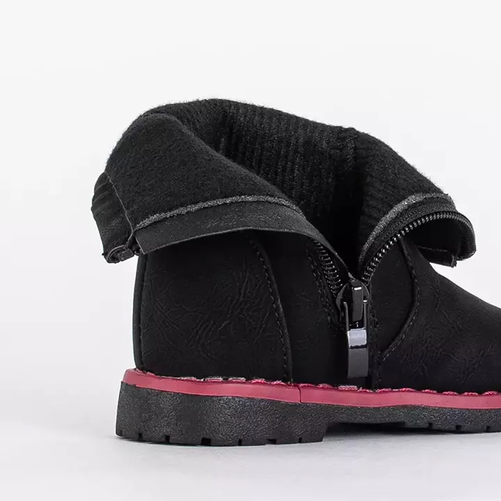 OUTLET Bottes noires pour filles avec une tige décorative Amimi-Shoes