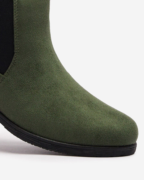 OUTLET Bottes pour femmes vert foncé a'la sztyblety eko daim Ludoppio- Footwear