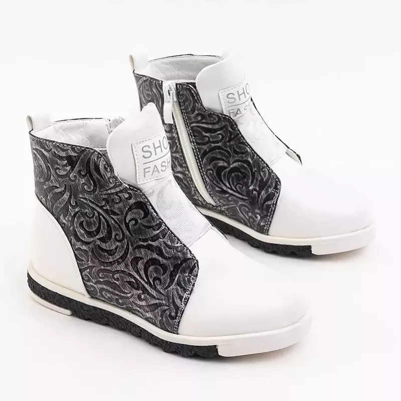 OUTLET Bottines fille blanches à motif oriental Gasly- Footwear