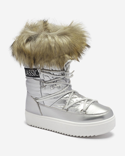 OUTLET Chaussures argentées pour femmes a'la bottes de neige avec fourrure Lilitsa- Footwear