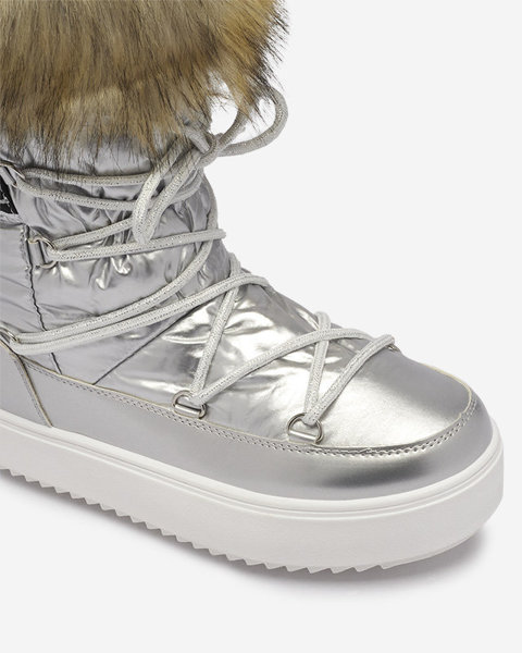 OUTLET Chaussures argentées pour femmes a'la bottes de neige avec fourrure Lilitsa- Footwear
