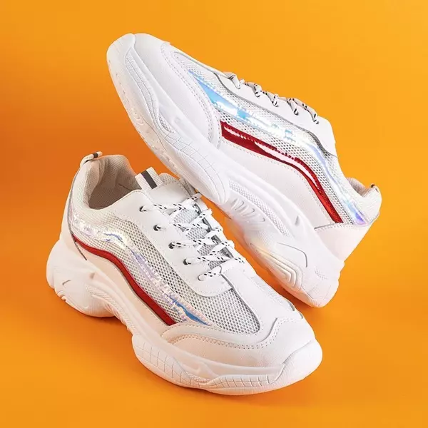 OUTLET Chaussures de sport blanches avec inserts holographiques rouges Noyale - Chaussures