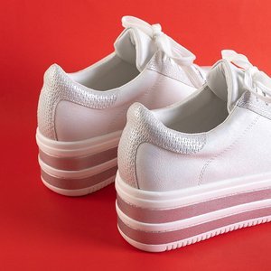 OUTLET Chaussures de sport blanches pour femmes sur une plate-forme épaisse Jemima - Chaussures