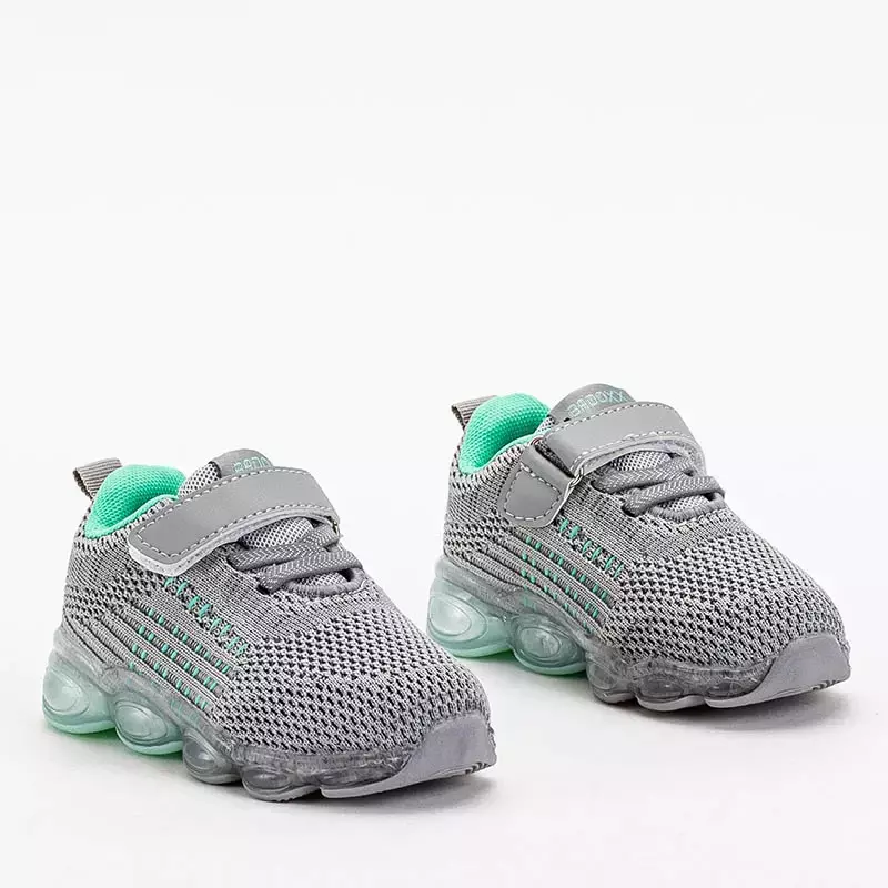 OUTLET Chaussures de sport pour enfants en gris avec des éléments de menthe Dons - Footwear