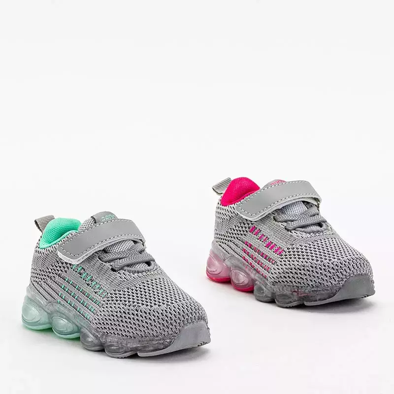 OUTLET Chaussures de sport pour enfants en gris avec des éléments de menthe Dons - Footwear