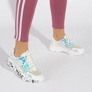 OUTLET Chaussures de sport pour femmes blanches avec inserts holographiques Adine - Footwear