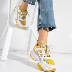 OUTLET Chaussures de sport pour femmes blanches et jaunes avec inserts Rebina - Footwear