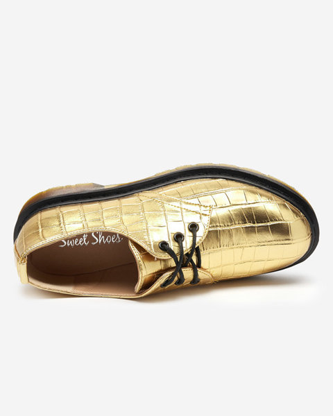 OUTLET Chaussures femme dorées avec gaufrage Seniri - Chaussures