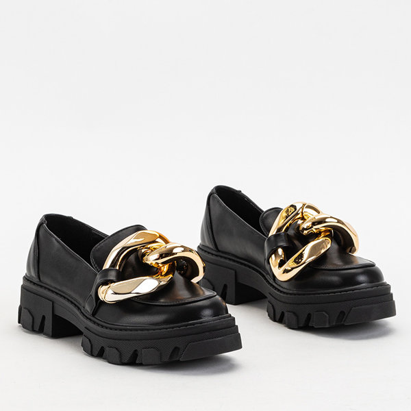 OUTLET Chaussures femme noires avec chaîne dorée Kesoni - Footwear