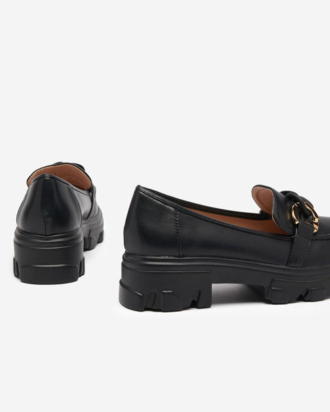 OUTLET Chaussures noires pour dames à semelle épaisse avec décoration Simero - Chaussures