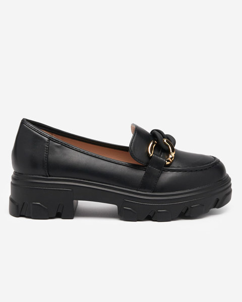 OUTLET Chaussures noires pour dames à semelle épaisse avec décoration Simero - Chaussures