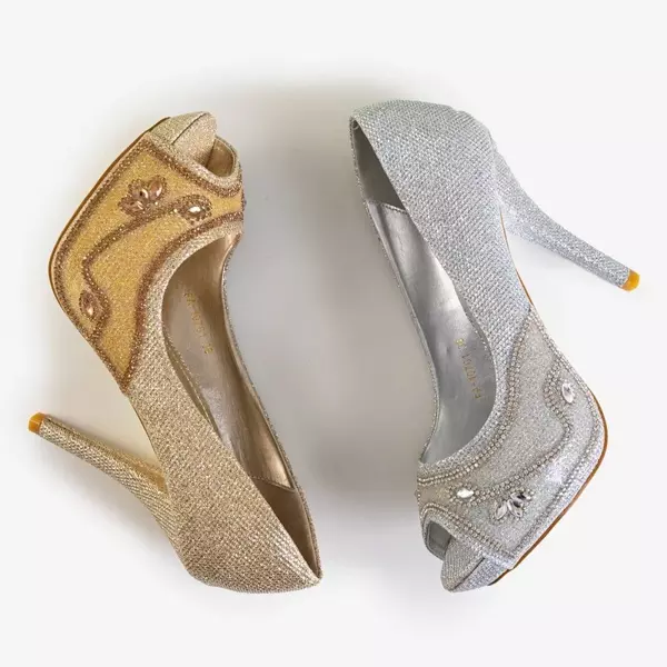 OUTLET Escarpins argentés pour femmes avec décorations Maniza - Chaussures