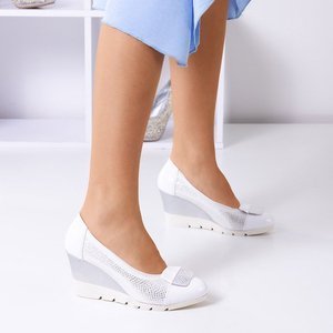 OUTLET Escarpins compensés blancs et argentés pour femmes Noemia - Chaussures