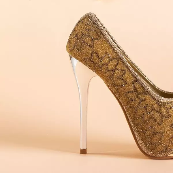 OUTLET Escarpins en brocart or pour femme avec zircone cubique Vida - Chaussures