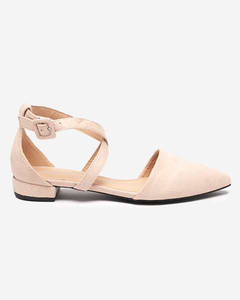 OUTLET Escarpins femme beige et rose à talon plat Qiumi - Footwear