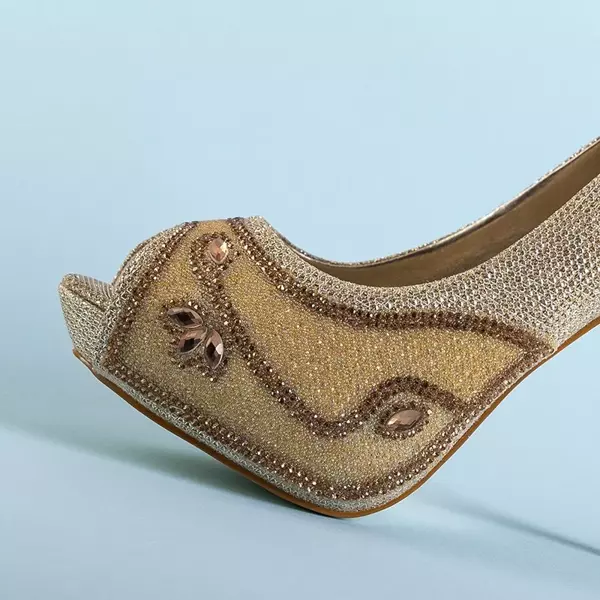 OUTLET Escarpins femme dorés avec décorations Maniza - Chaussures
