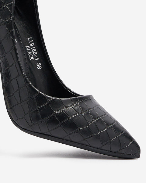 OUTLET Escarpins noirs à talon aiguille pour femmes avec gaufrage Asota - Chaussures