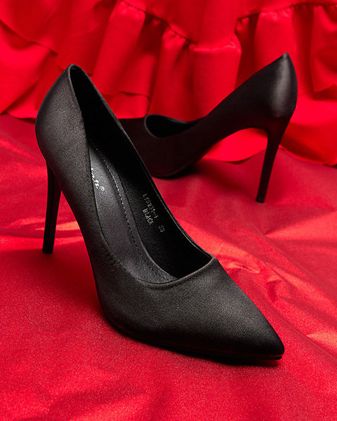 OUTLET Escarpins noirs en satin pour femmes sur un talon aiguille supérieur Norija - Chaussures