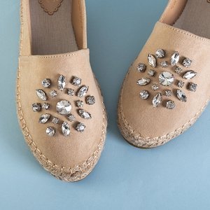 OUTLET Espadrilles femme beiges ornées Lucila - Chaussures