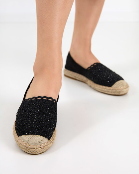 OUTLET Espadrilles noires pour femme avec zircons cubiques Pashea - Chaussures