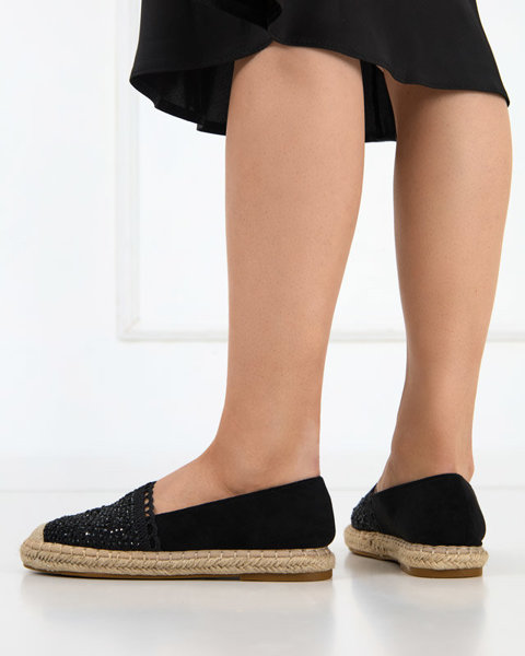 OUTLET Espadrilles noires pour femme avec zircons cubiques Pashea - Chaussures