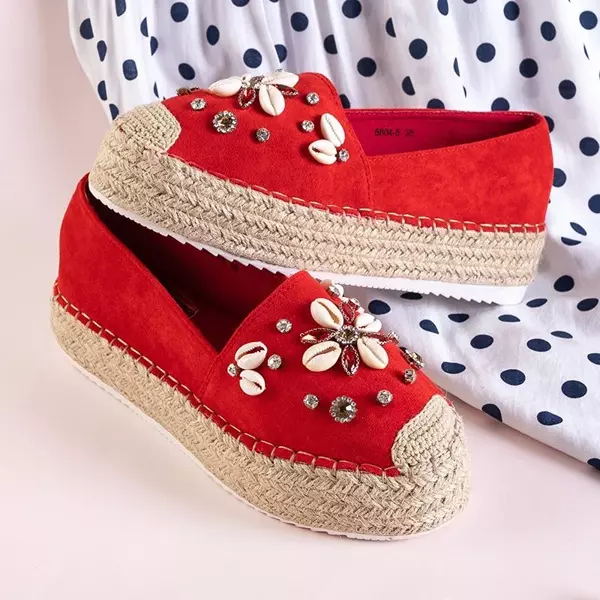 OUTLET Espadrilles pour femmes rouges à décor Loranda - Chaussures