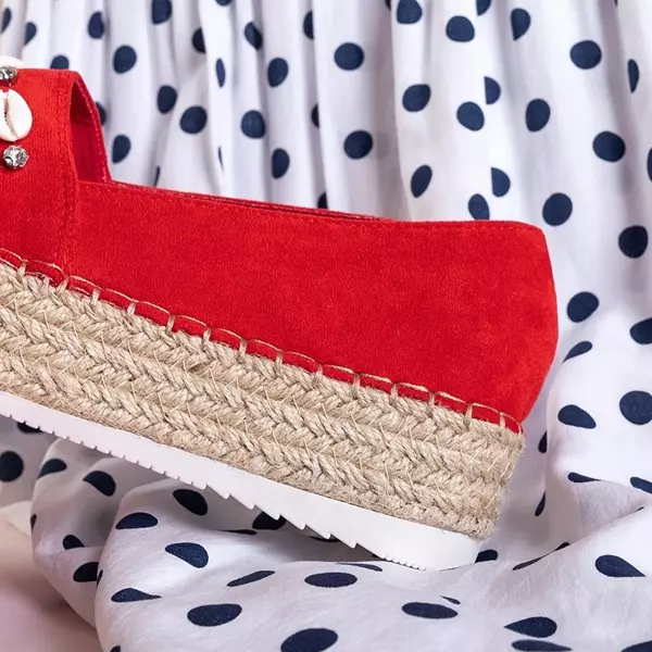 OUTLET Espadrilles pour femmes rouges à décor Loranda - Chaussures