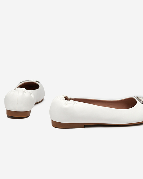 OUTLET Mocassins blancs pour femmes avec zircons cubiques Gievori - Footwear