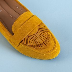 OUTLET Mocassins femme en éco-suède jaune à franges Daiane - Chaussures