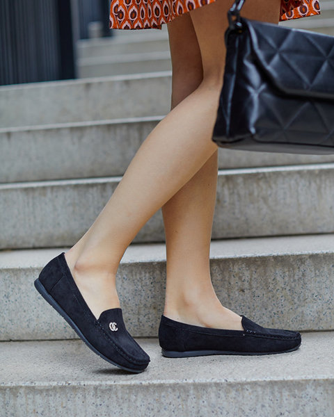 OUTLET Mocassins noirs pour femme avec strass Endirmo - Footwear