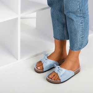 OUTLET Pantoufles bleues pour femmes avec un nœud Sun and Fun - Chaussures