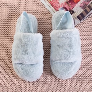 OUTLET Pantoufles en fourrure pour femmes bleues Fornaxa - Footwear