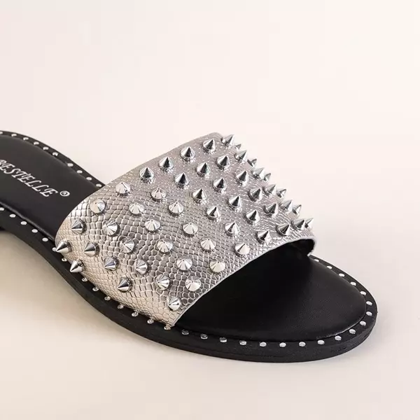 OUTLET Pantoufles pour femmes en argent avec clous et jets Maurella - Chaussures