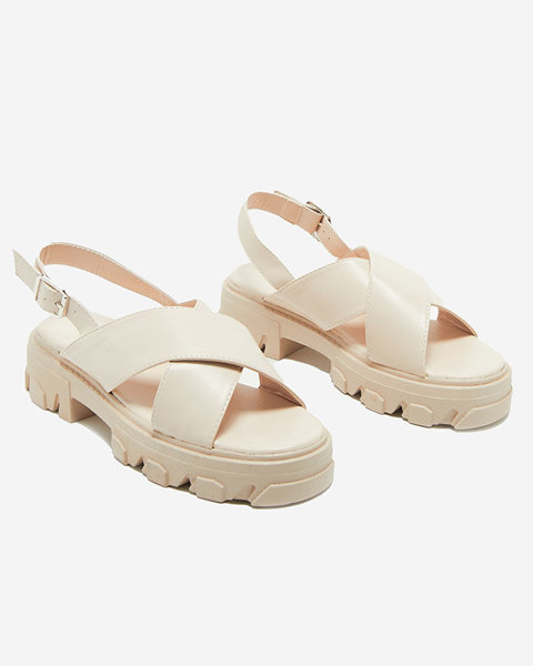 OUTLET Sandales beiges pour femme sur semelle épaisse Denidas - Chaussures