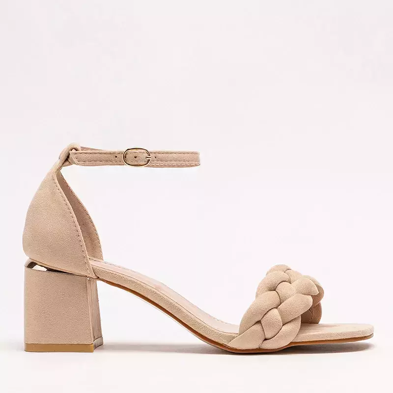 OUTLET Sandales beiges pour femmes avec ceinture décorée Venesi - Chaussures