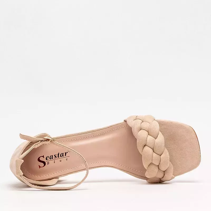 OUTLET Sandales beiges pour femmes avec ceinture décorée Venesi - Chaussures