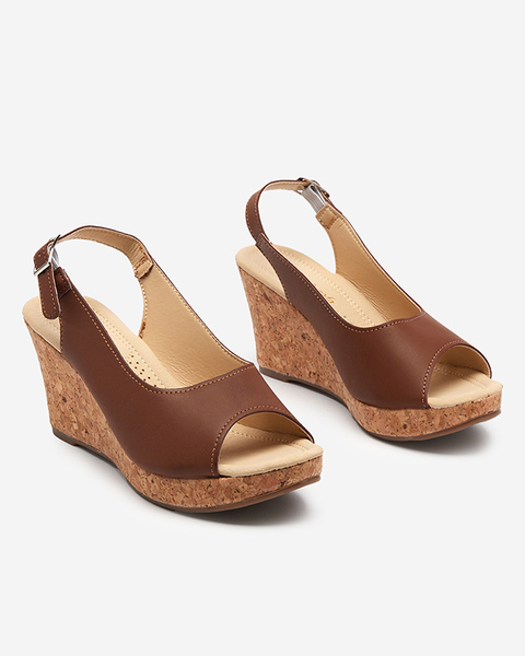 OUTLET Sandales compensées camel femme Erona- Shoes