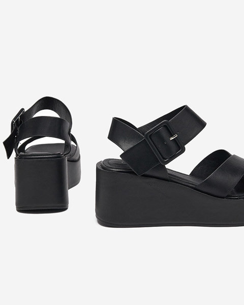 OUTLET Sandales compensées en éco-cuir noir pour femme Scozi - Footwear