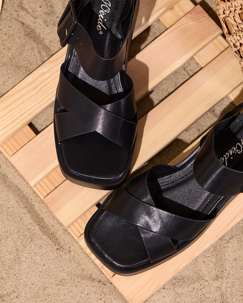 OUTLET Sandales compensées en éco-cuir noir pour femme Scozi - Footwear