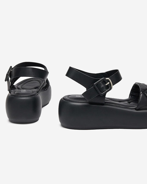 OUTLET Sandales compensées matelassées en cuir écologique noir Baloui - Footwear
