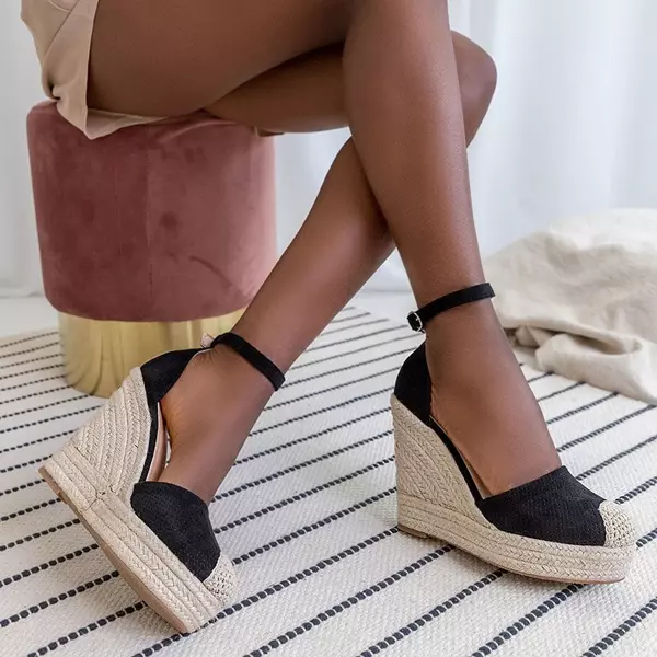 OUTLET Sandales compensées noires pour femme Meylasi- Footwear
