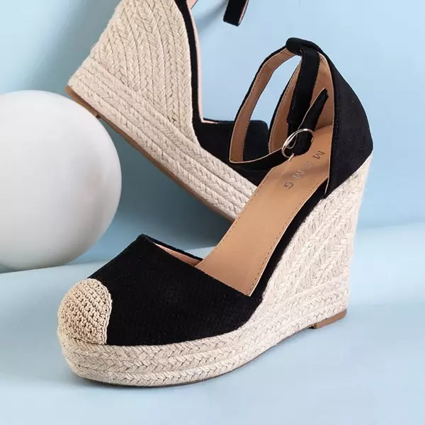 OUTLET Sandales compensées noires pour femme Meylasi- Footwear