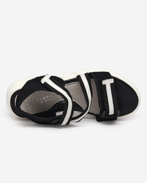 OUTLET Sandales enfant noires et blanches fermées par velcro Modis - Chaussures