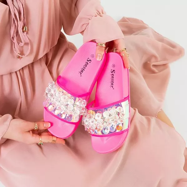 OUTLET Sandales femme rose fluo avec pierres Halpasi - Chaussures